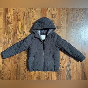 Abercrombie Kids Cozy Performance Puffer Black Faux Fur Lined Size 15/16